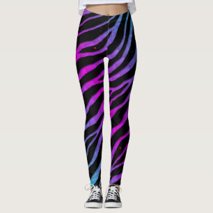 Leggings Bandas de tiempo espacial arrancadas - cian/rosado