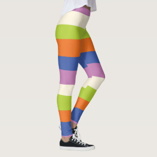Leggings Bandas desiguales: azul, Naranja, púrpura, verde y