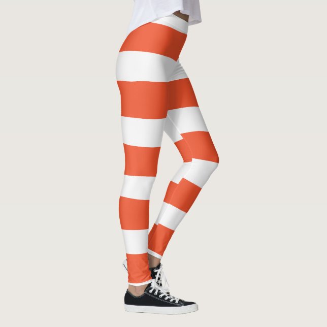 Leggings Bandas desiguales - Naranja y blanco (Derecha)