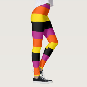 Leggings Bandas desiguales - Negro, rosa, Naranja y amarill