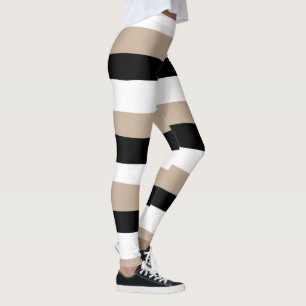 Leggings Bandas desiguales - Taupe, negro y blanco