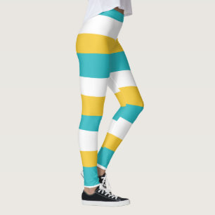 Leggings Bandas desiguales - turquesa y amarilla