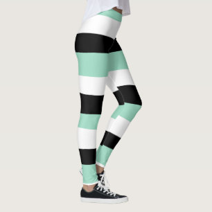 Leggings Bandas desiguales - Verde en miniatura, blanco y n