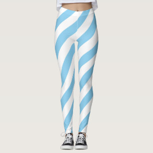 Leggings Bandas diagonales de gran tamaño azul y blanco par