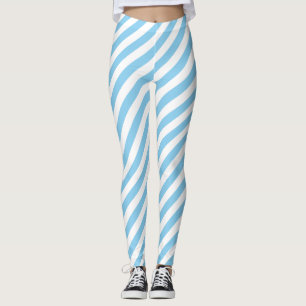 Leggings Bandas diagonales de tamaño medio azul y blanco pa