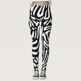 Leggings Bandas grandes de cebra en blanco y negro