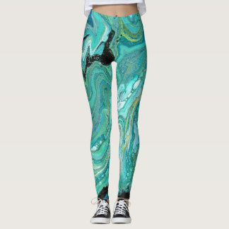 Leggings Bandas hacia atrás 1 Piernas de Abstracto Verde Lí