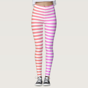 Leggings Bandas horizontales de color rosa rosa blanco clás