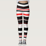 Leggings Bandas horizontales en blanco y negro rojo<br><div class="desc">Bandas horizontales en blanco y negro rojo</div>