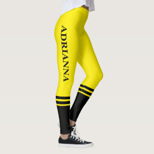 Leggings Bandas horizontales negras Nombre Amarillo can