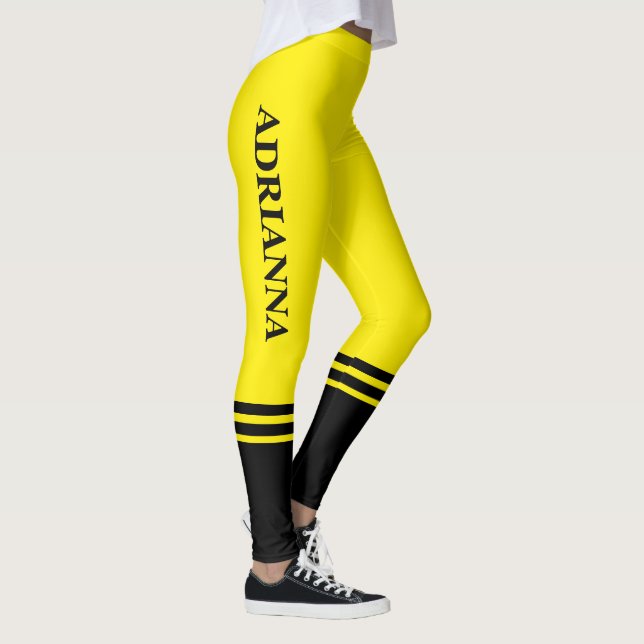 Leggings Bandas horizontales negras | Nombre | Amarillo can (Derecha)