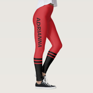 Leggings Bandas horizontales negras   Nombre   Rojo del mot