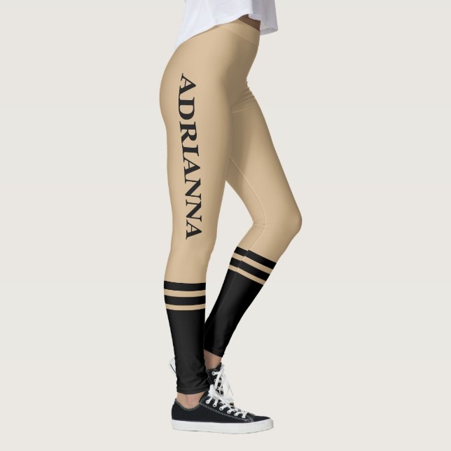 Leggings Bandas horizontales negras | Nombre | Tan (Derecha)
