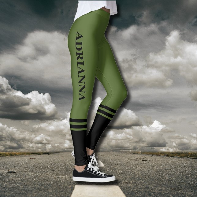 Leggings Bandas horizontales negras | Nombre | Verde oliva (Subido por el creador)