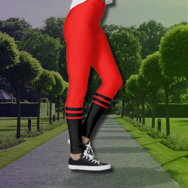 Leggings Bandas horizontales negras y elegantes | Rojo (Subido por el creador)