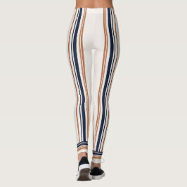 Leggings Bandas largas de color azul y blanco dorado modern