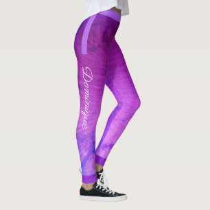 Leggings Bandas laterales monogramo sobre Grunge morado deg