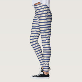 Leggings Bandas laterales onduladas de rayas azules y blanc