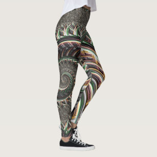 Leggings Bandas metálicas fractales autistas nautilus Swirl