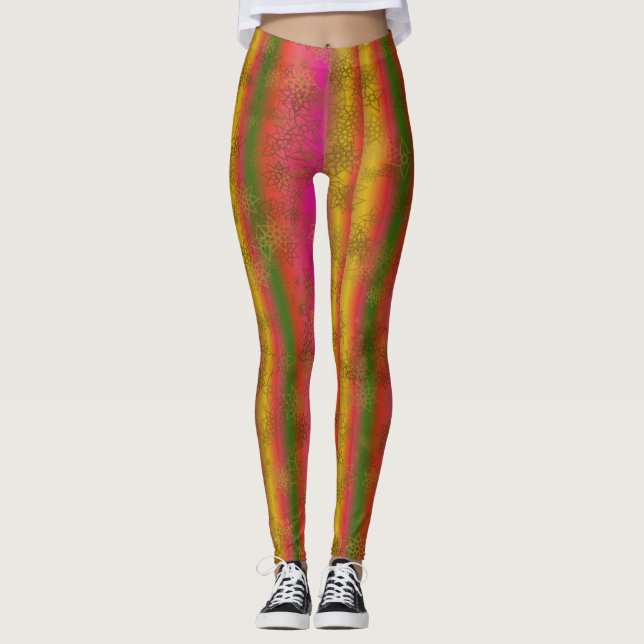 Leggings Bandas multicolores de piernas con falsas estrella (Anverso)