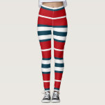 Leggings Bandas náuticas<br><div class="desc">Diseño de temática náutica con rayas azules,  rojas y blancas</div>