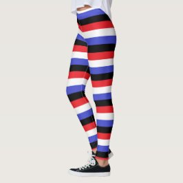 Leggings Bandas negras, blancas, rojas y azules