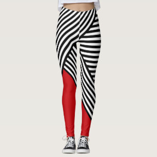 Leggings Bandas negras y blancas con triángulo rojo