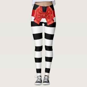 Leggings Bandas negras y blancas: Piernas de arco rojo