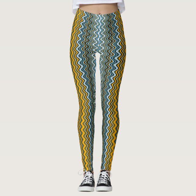 Leggings Bandas onduladas amarillas y azules (Anverso)