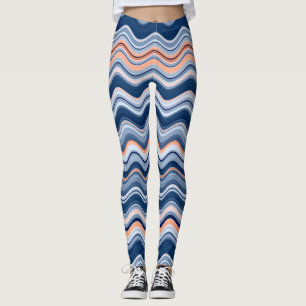 Leggings Bandas onduladas de la marina y el Naranja