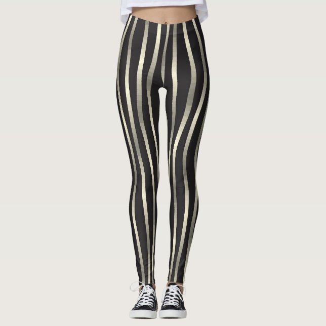 Leggings Bandas onduladas doradas, textura de lujo (Anverso)