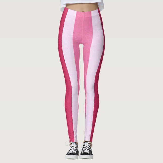 Leggings Bandas rojas, blancas y rosas (Anverso)
