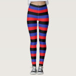 Leggings Bandas rojas, negras y azules<br><div class="desc">Arte digital abstracto de rayas rojas,  negras y azules.</div>
