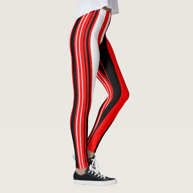 Leggings Bandas rojas y blancas negras (Derecha)