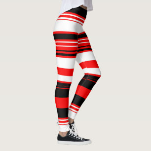 Leggings Bandas rojas y blancas negras