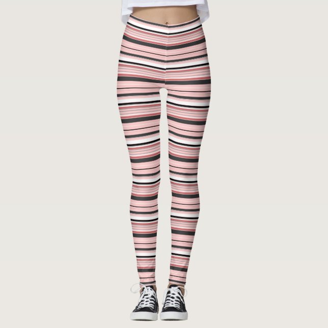 Leggings Bandas rosadas grises y cortas (Anverso)