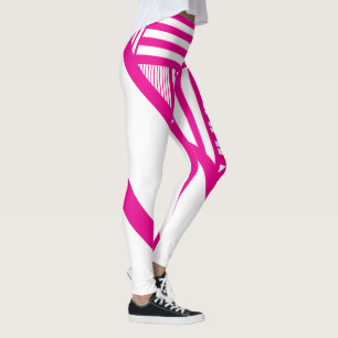 Leggings Bandas triangulares en magenta y blanco