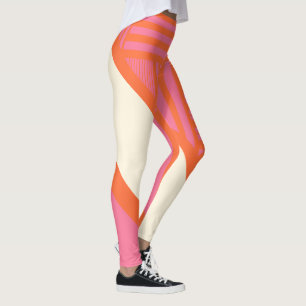 Leggings Bandas triangulares en rosa, Naranja y crema