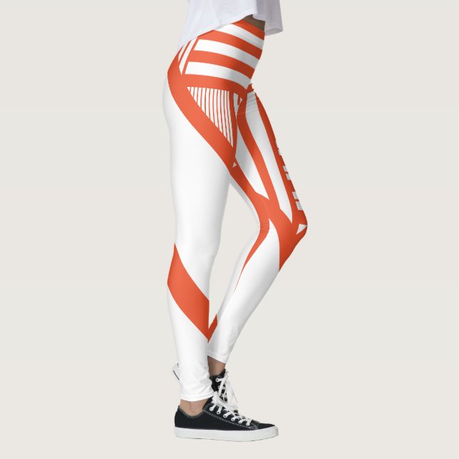 Leggings Bandas triangulares - Naranja y blanco (Derecha)