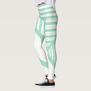 Leggings Bandas triangulares - Verde y blanco
