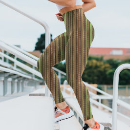 Leggings Bandas Trippy Marrón y verde Guay Psicodelia