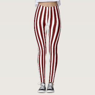 Leggings Bandas verticales clásicas y maroon blancas