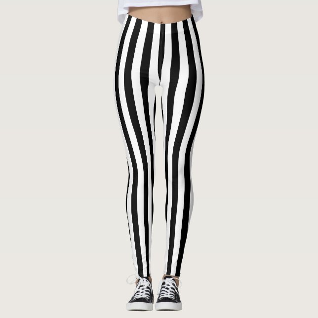 Leggings Bandas verticales de tamaño medio en blanco y negr (Anverso)