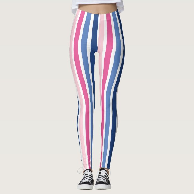 Leggings Bandas verticales rosas y azules (Anverso)