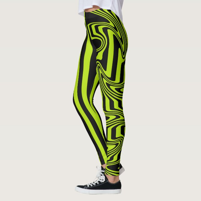 Leggings Bandas y Swirls - Lime Green y Black (Izquierda)