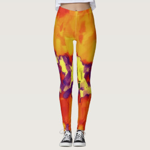 Leggings bandeja de pintura púrpura naranja