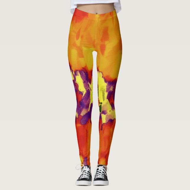 Leggings bandeja de pintura púrpura naranja (Anverso)