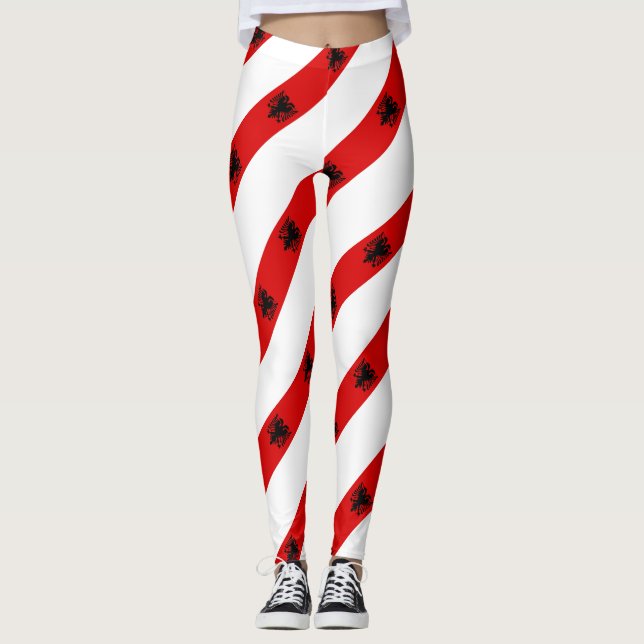 Leggings Bandera albanesa de las rayas (Anverso)