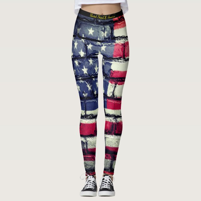 Leggings Bandera Americana Celebración Del 4 De Julio (Anverso)