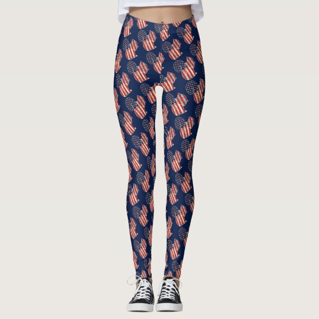 Leggings Bandera americana de la ardilla divertida (Anverso)